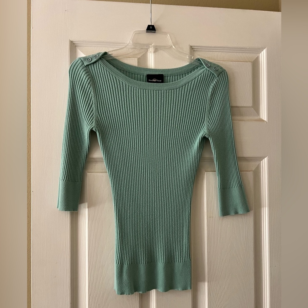 It's Our Time Mint Ribbed Sweater